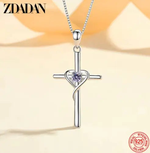 Sterling Silver Zircon Cross Pendant Uncommon Things