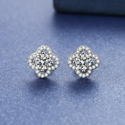 Four Leaf Clover Moissanite Stud Earrings Uncommon Things