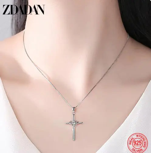 Sterling Silver Zircon Cross Pendant Uncommon Things